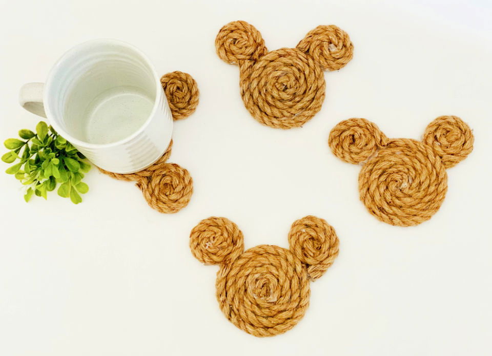 Cute DIY Hot Glue Gun Mickey Mouse Coasters