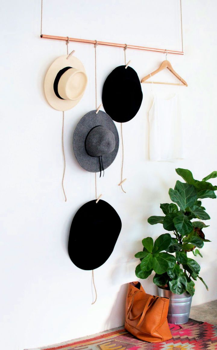 Hanging Copper Hat Rack Design