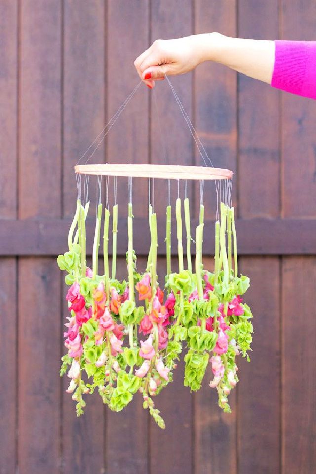 DIY Mini Hanging Flower Chandelier
