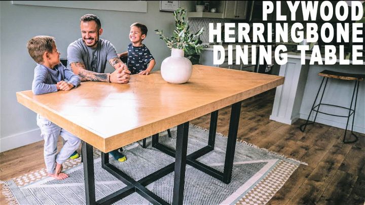 DIY Plywood Herringbone Dinning Table