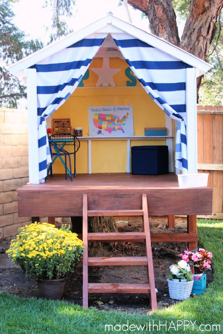 Fun DIY Treehouse Playhouse for Your Backyard