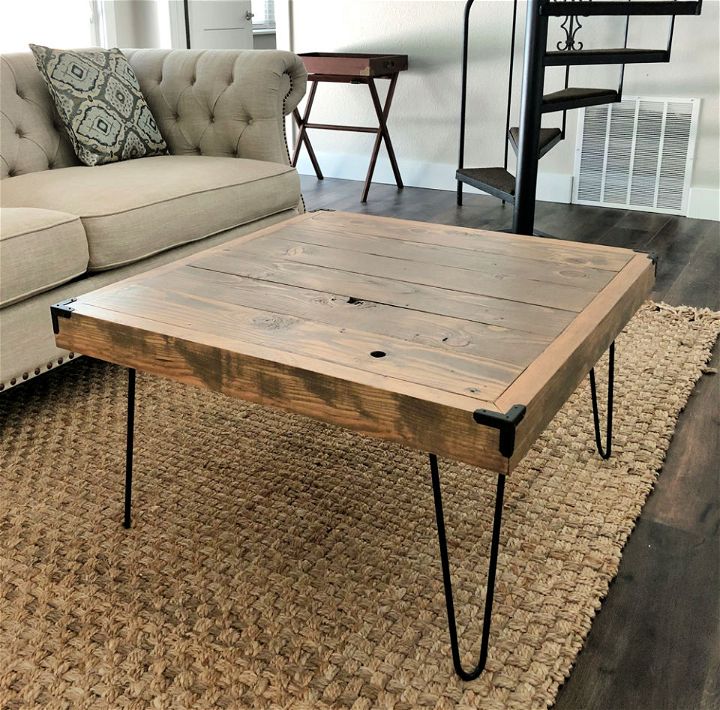 DIY Wooden Square Hairpin Leg Coffee Table
