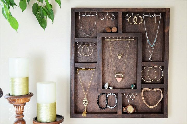 DIY Wooden Jewelry Holder With Household Items
