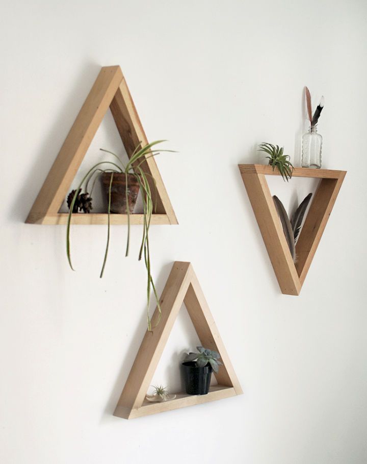 DIY Wooden Triangle Shelves