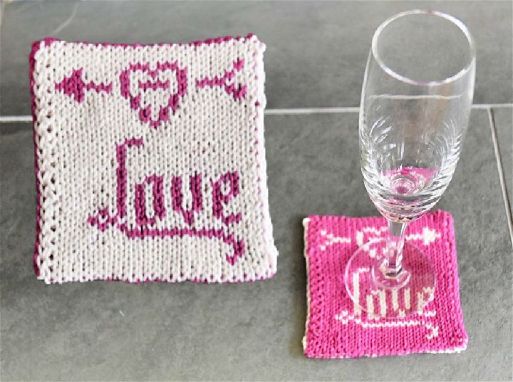 Double Knitting Love Coaster Pattern