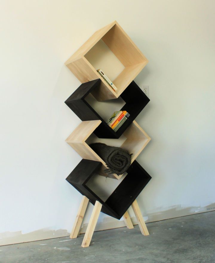 Geometric Bookshelf Using Plywood