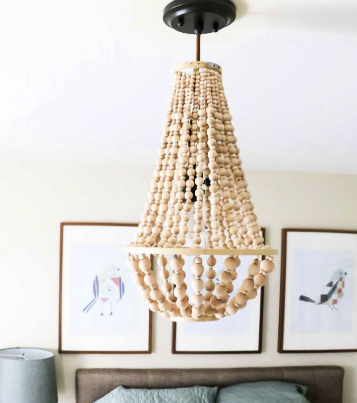 Homemade Chandelier From Wood Beads