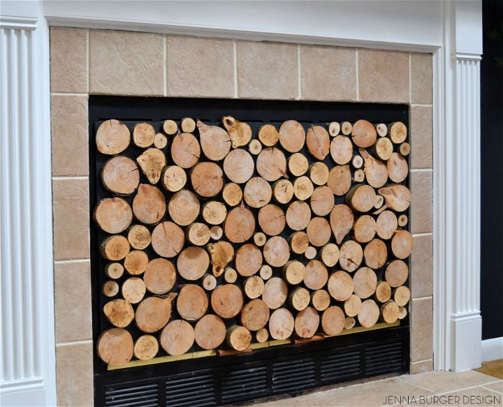 Homemade Faux Stacked Log Fireplace Screen
