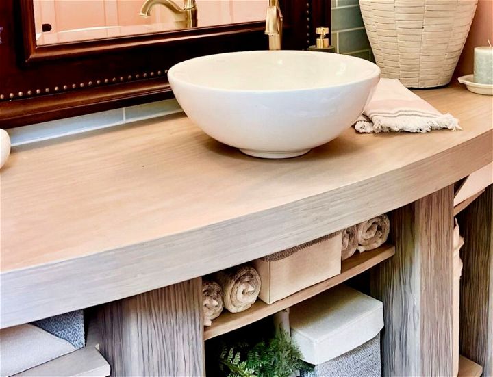 DIY Wood Bathroom Countertop and Vanity