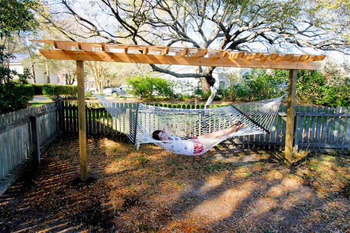 DIY Wooden Hammock Stand With Pergola