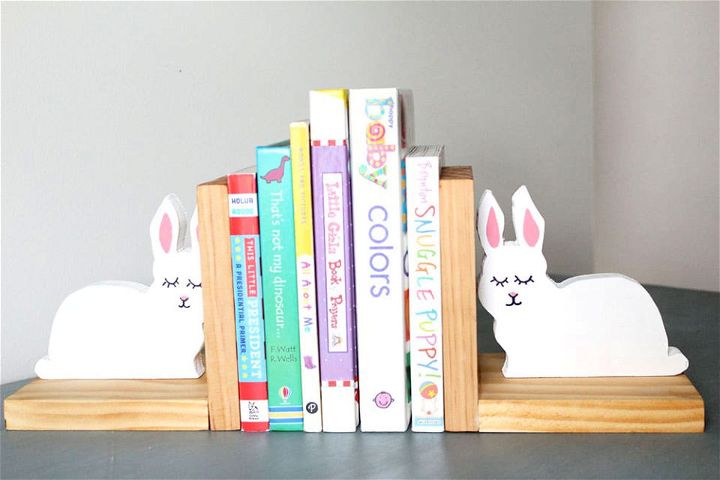 DIY Wooden Bunny Bookends