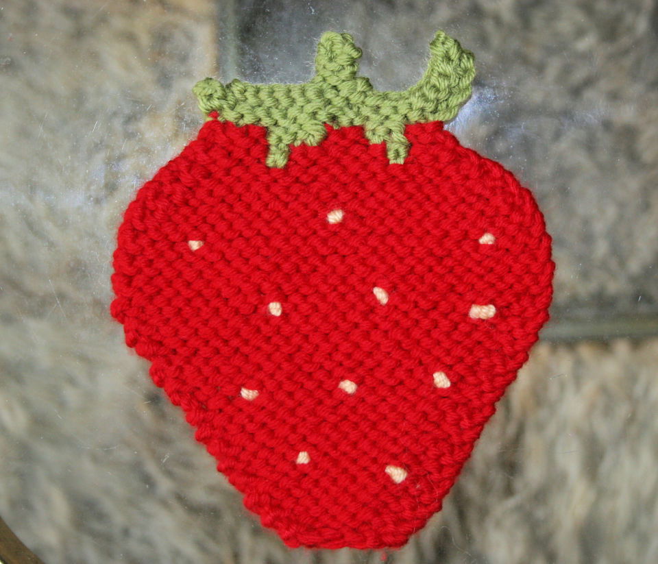 Knitted Strawberry Coasters Pattern