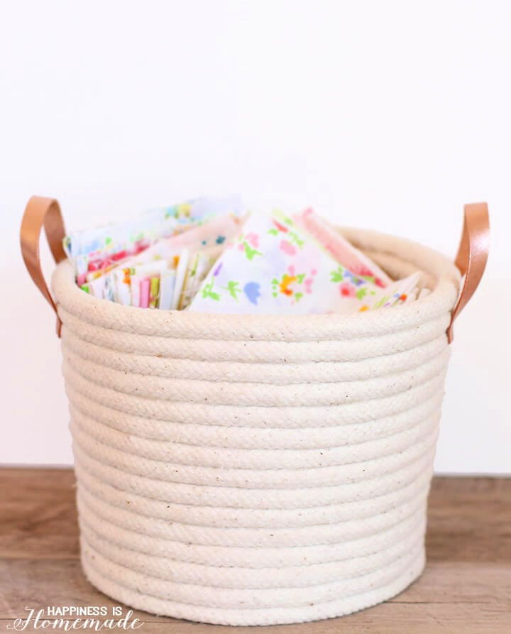 Making a No Sew Rope Basket Using  Hot Glue Gun