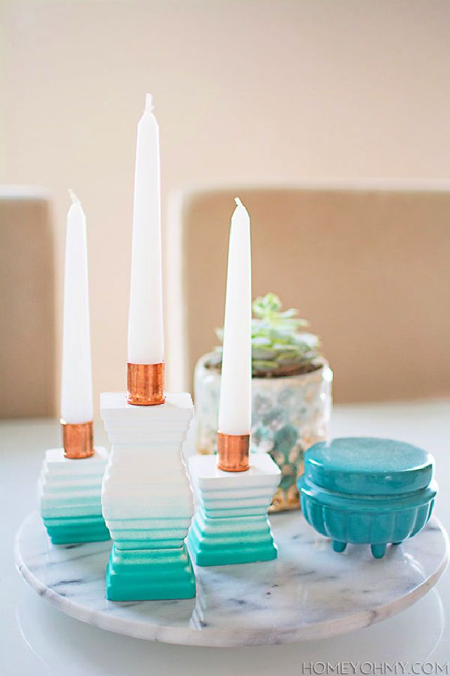 Ombre Cement Candle Holders Craft