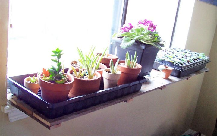 Pallet Wood Window Sill Plant Shelf