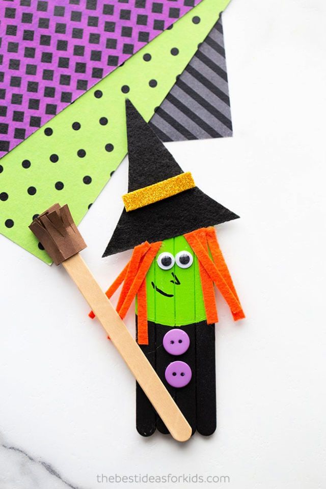Popsicle Stick Halloween Witch Craft for 2 Year Olds