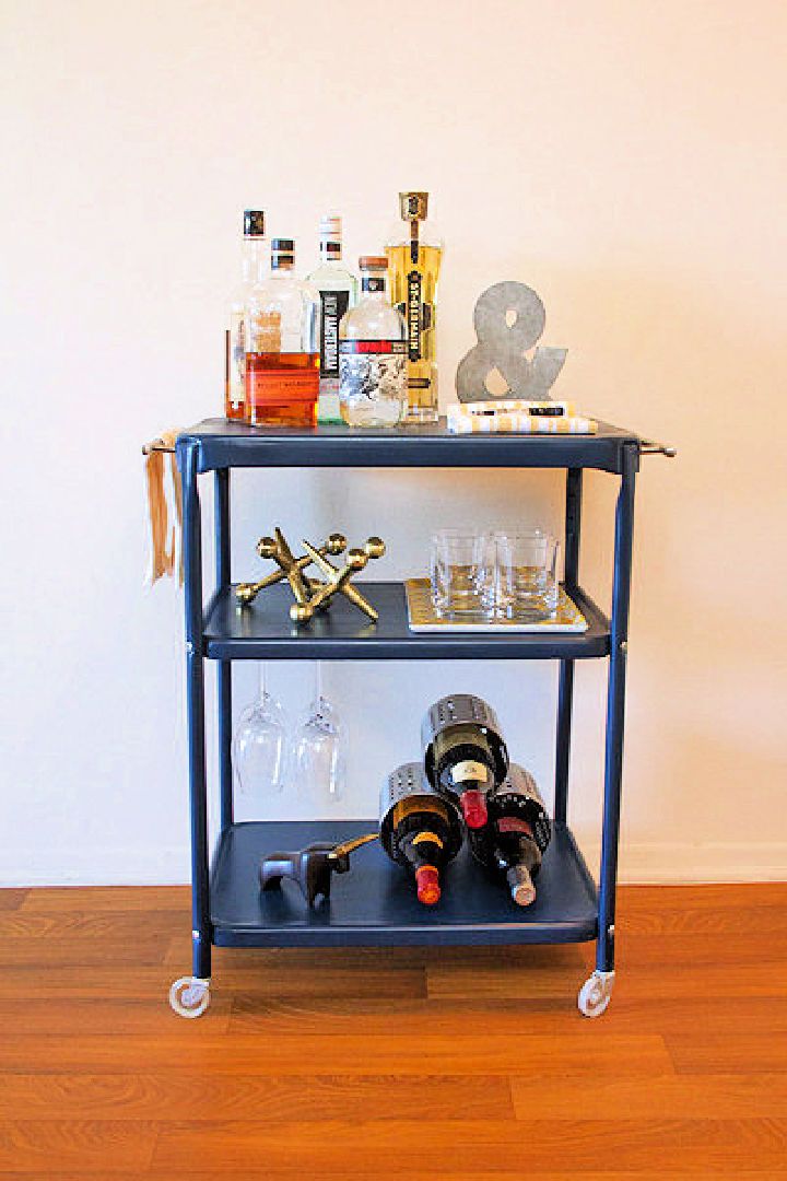 Repurpose an Old Office Cart into a Rolling Bar Cart