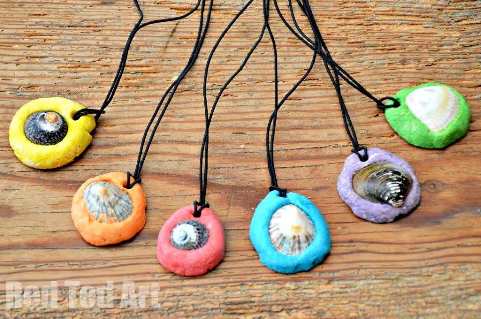 Simple DIY Salt Dough Seashell Pendents