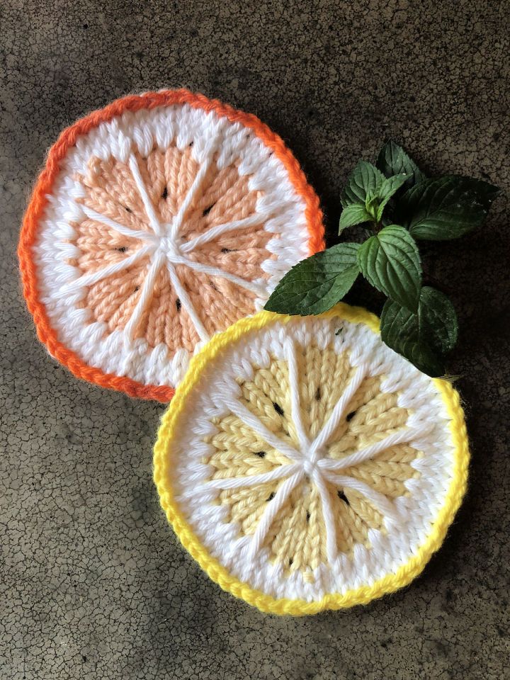 Slice of Citrus Coaster Knitting Pattern