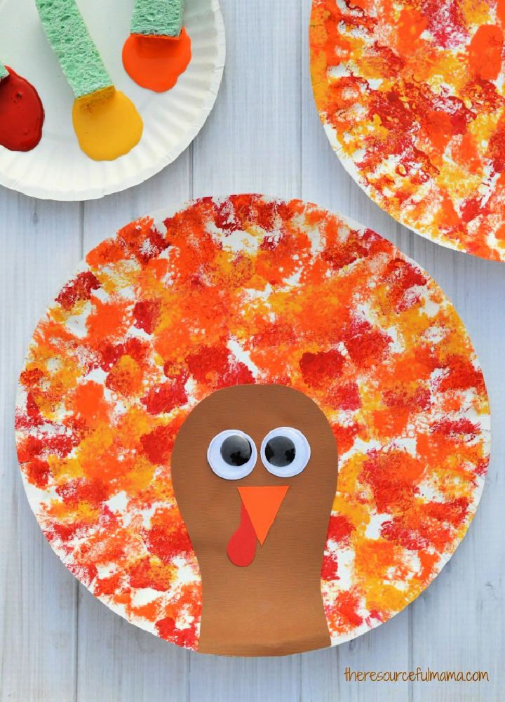 Sponged Painted Thanksgiving Turkey for Toddlers Age 2