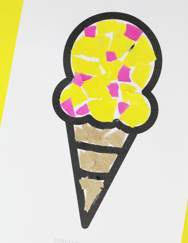 Torn Paper Ice Cream Craft for Kindergarten