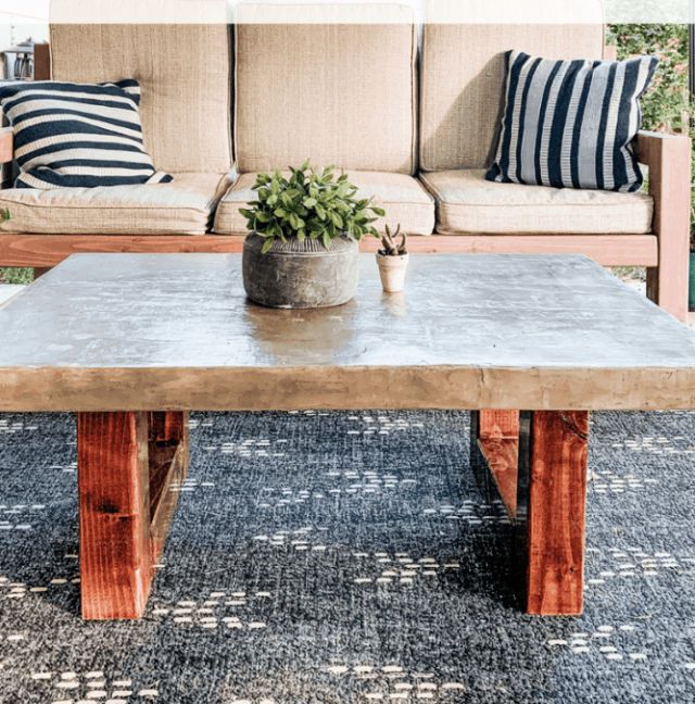 Unique DIY Concrete Outdoor Coffee Table