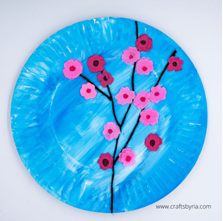Paper Plate Cherry Blossom Art for Kids