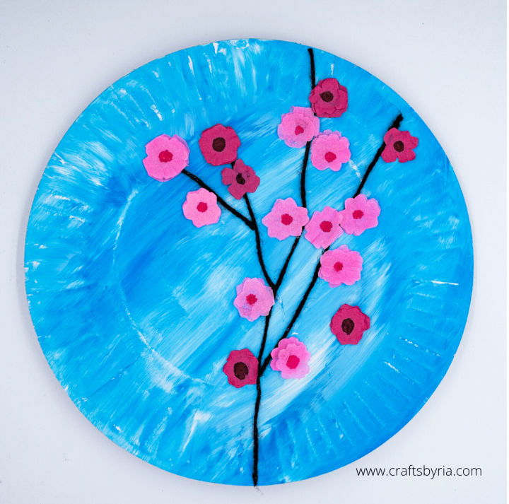 Paper Plate Cherry Blossom Art for Kids