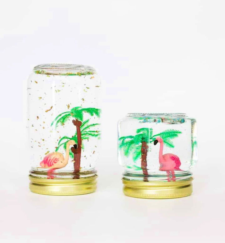 Cutest DIY Flamingo Snow Globes