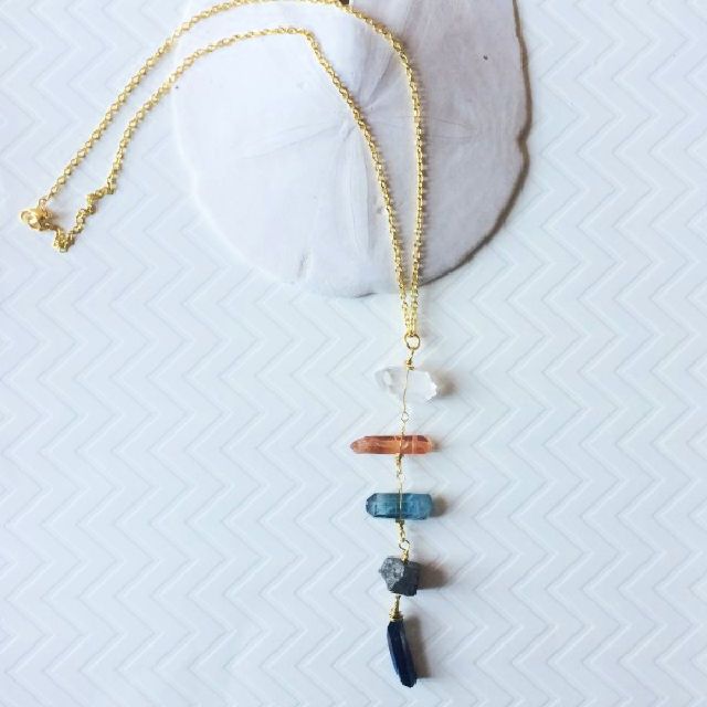 DIY Wire Wrapped Crystal Ladder Boho Necklace