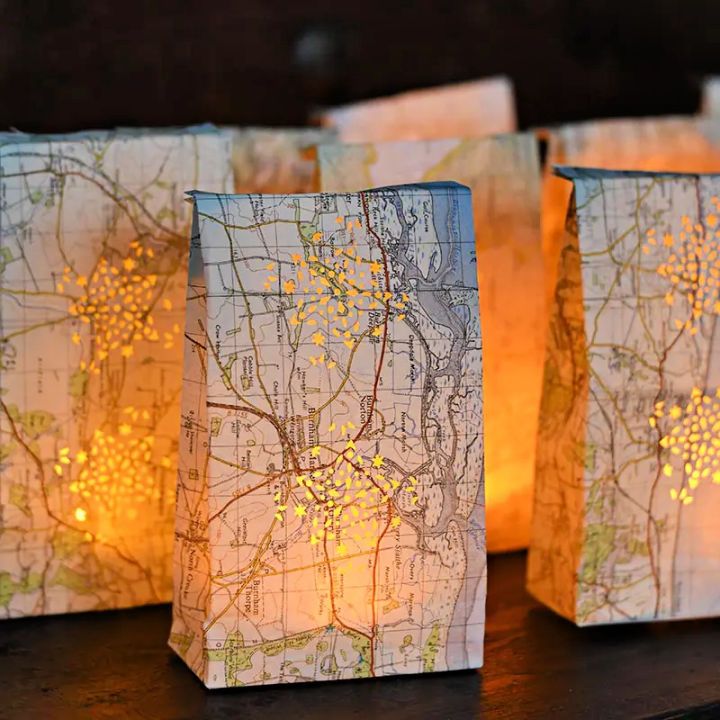 How to Make Map Luminary Bags