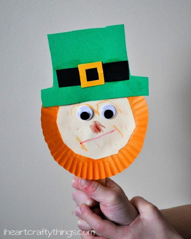 Leprechaun Stick Puppet St Patricks Day Kids Craft