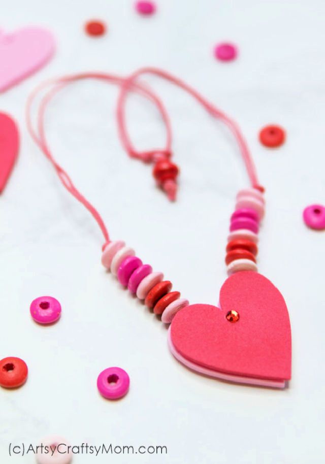 Making Valentine Heart Necklaces at Home