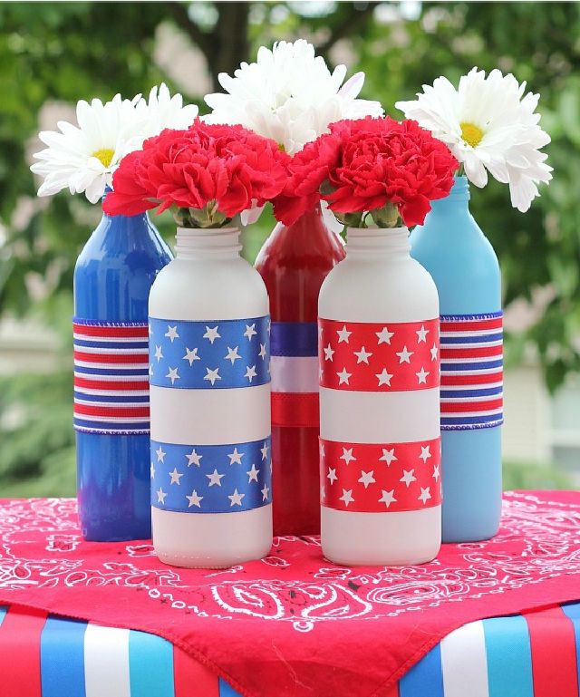 Patriotic Painted Glass Bottles Project