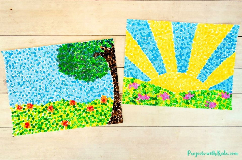 Simple Pointillism Art Project for Kids