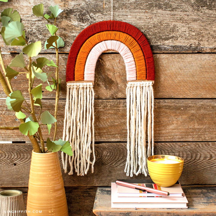 Yarn Wrapped Rainbow Wall Hanging