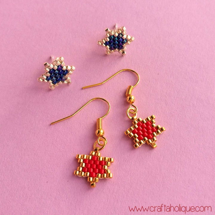 Cool DIY Brick Stitch Star Earrings