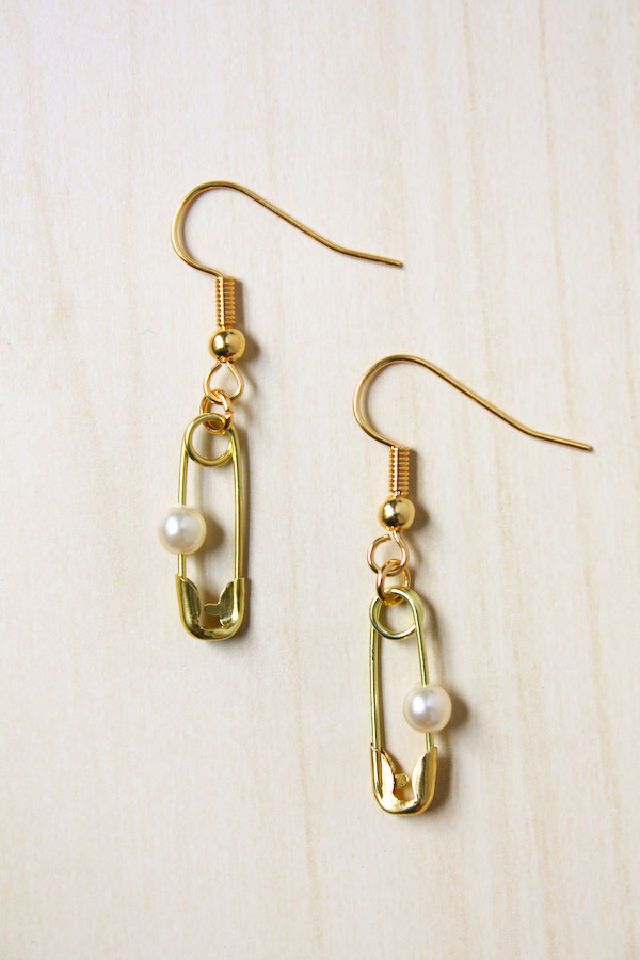 Make Safety Pins and Pearl Earrings