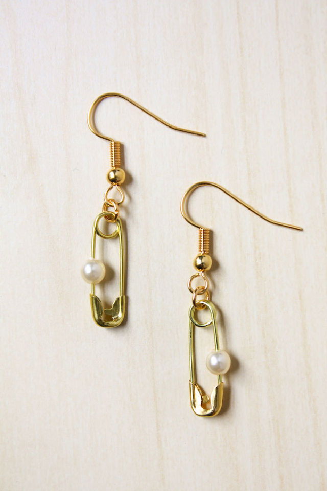 Make Safety Pins and Pearl Earrings