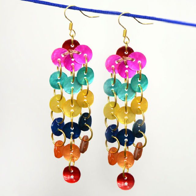 Creative Rainbow Dangle Button Earrings