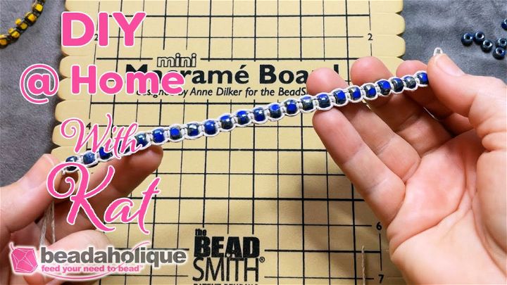 DIY Beaded Hemp Bracelet With Macrame Square Knots