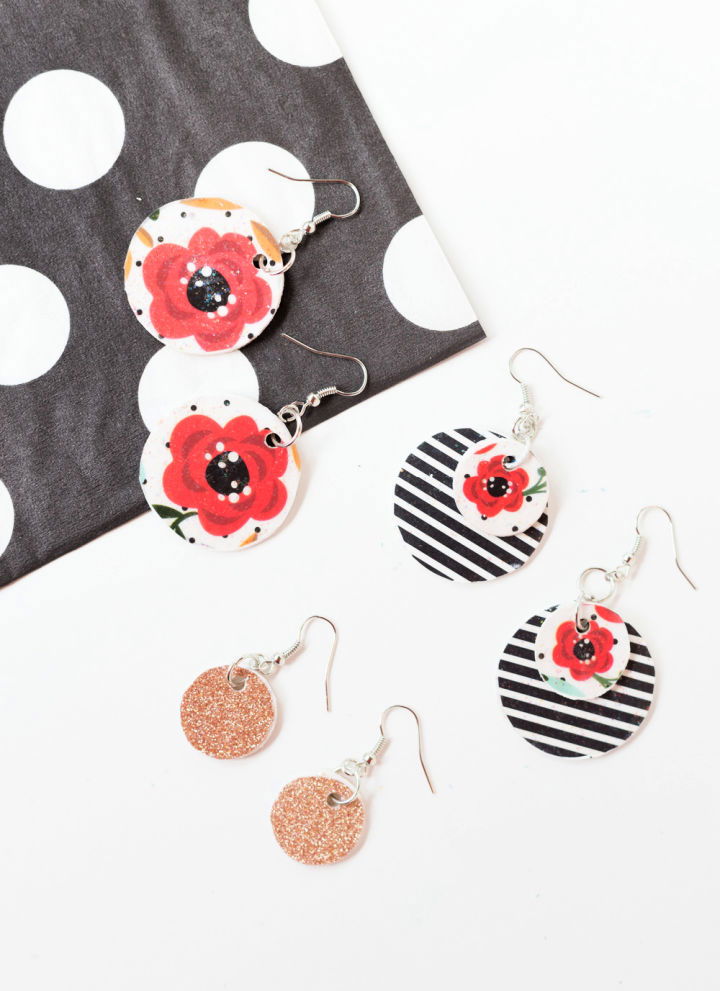 DIY Floral Wooden Mod Podge Earrings