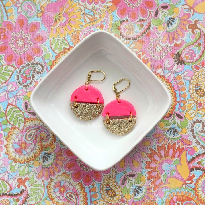 DIY Pink Gold Polymer Clay Earrings