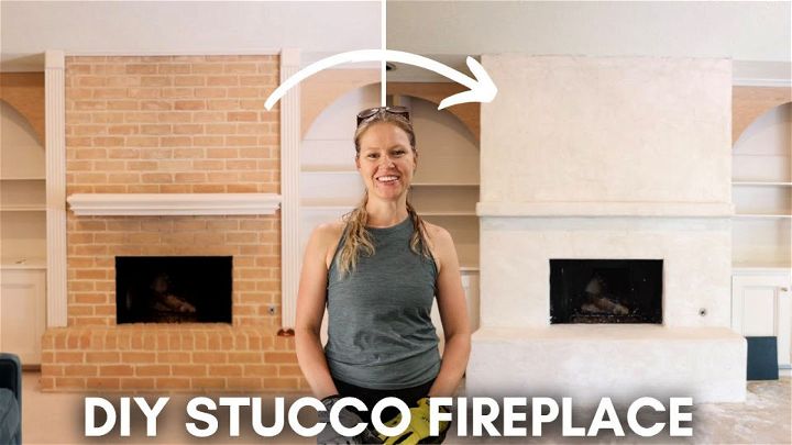 DIY Stucco Brick Fireplace Makeover