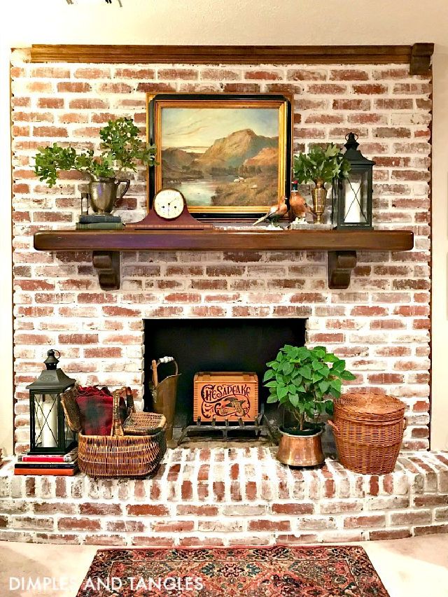 Easy Mortar Wash Brick Fireplace Makeover