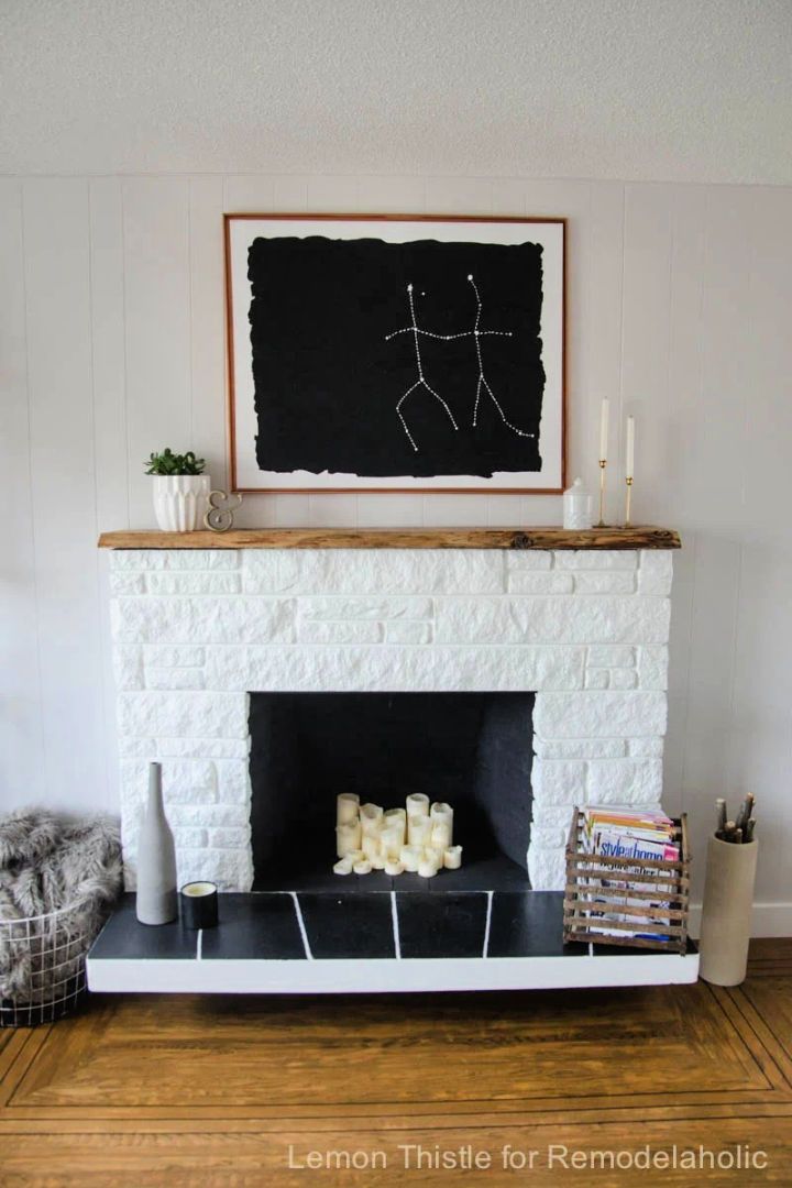 Easy Stone Fireplace Makeover