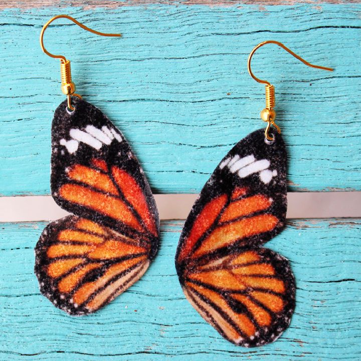 Homemade Resin Butterfly Wing Earrings