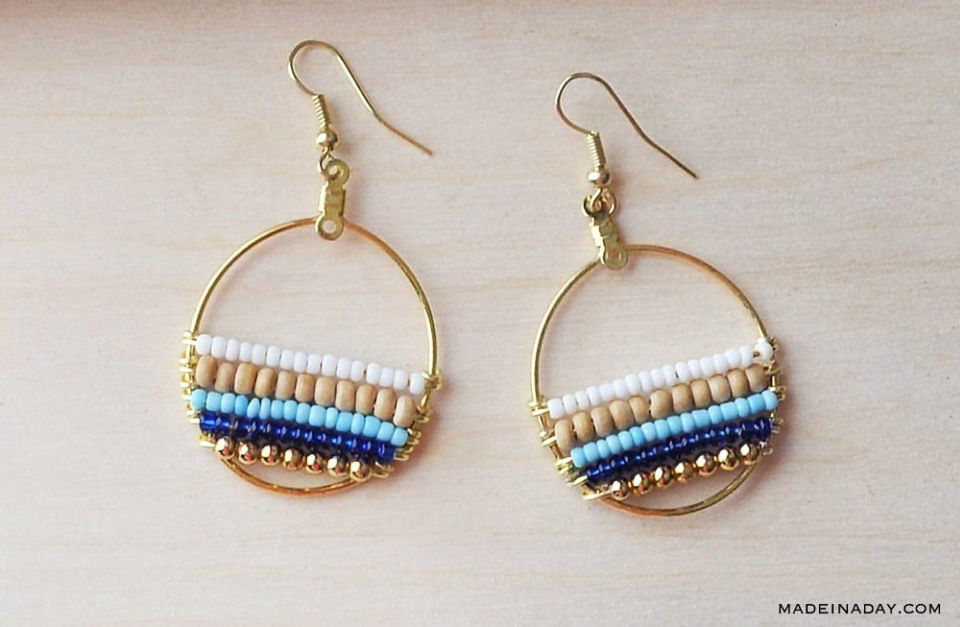 How to Make Beachy Boho Beaded Hoop Earrings