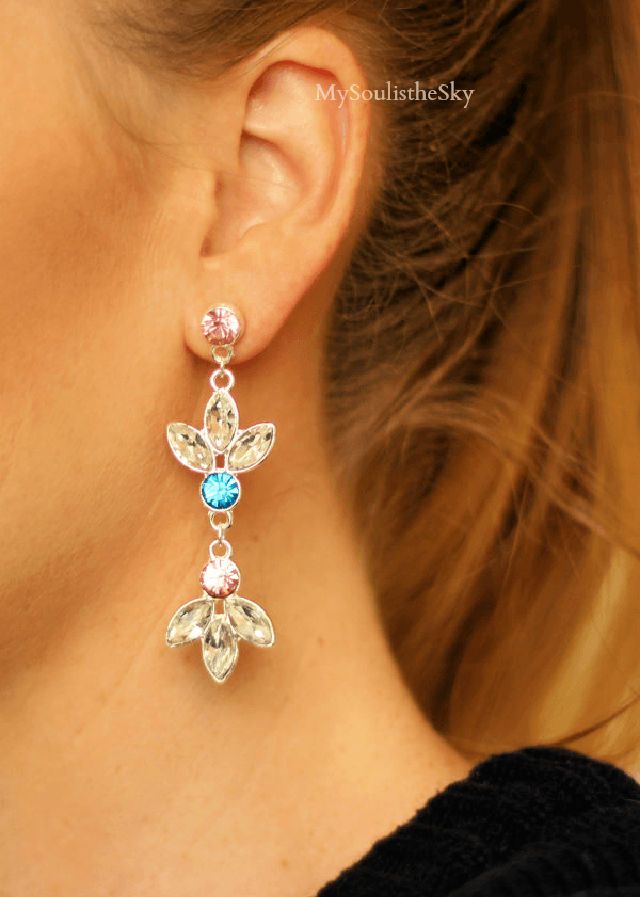 Pink and Blue Crystal Statement Earrings