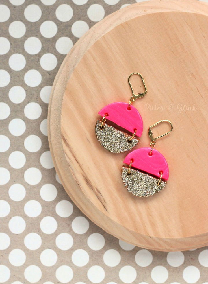 Pink and Gold Polymer Clay Earrings